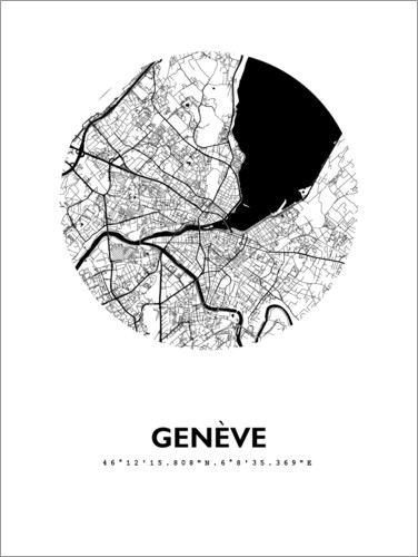 Poster Mappa della città di Ginevra
