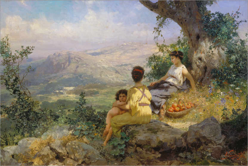 Poster Rompere la raccolta delle mele nel paesaggio meridionale