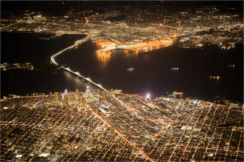Poster San Francisco e Oakland di notte