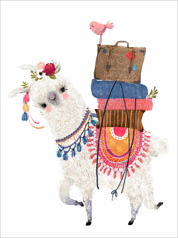 Poster Lama con bagagli