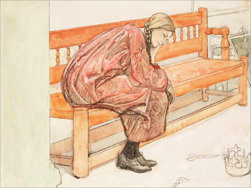 Poster Dagmar Grill seduto su una panchina rossa