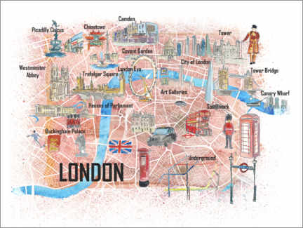 Stampa su PVC  Mappa della città di Londra - M. Bleichner