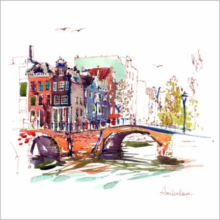 Poster  Canali di Amsterdam, Paesi Bassi - Anastasia Mamoshina