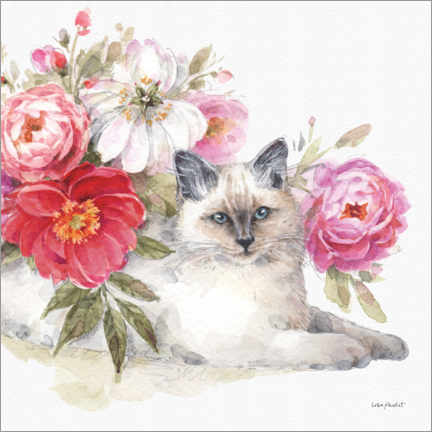 Poster  Adorabile gatto con fiori - Lisa Audit