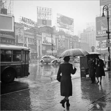 Stampa su vetro acrilico  Times Square in una giornata piovosa nel 1944 - Christian Müringer