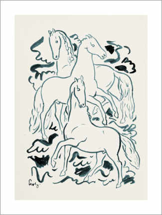 Stampa su vetro acrilico  Tre cavalli - Leo Gestel