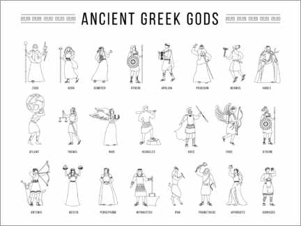 Poster da colorare Divinità dell'antica Grecia (inglese)