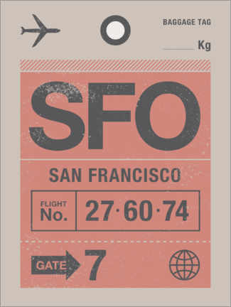 Stampa su tela  Etichetta di viaggio di San Francisco - Swissty