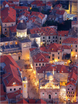 Stampa su vetro acrilico  Piazza Luza e Cattedrale dell'Assunzione a Dubrovnik, Croazia