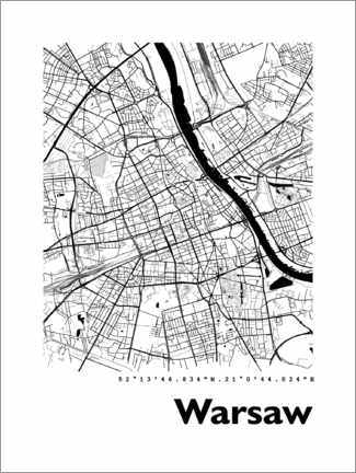 Poster Mappa della città di Varsavia