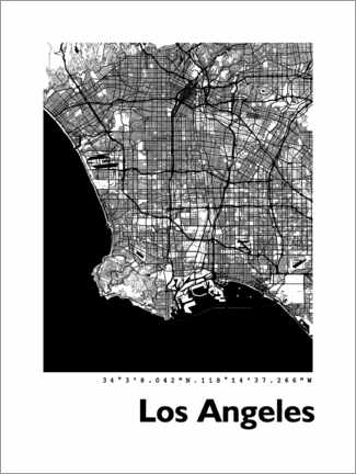 Poster  Mappa della città di Los Angeles - 44spaces