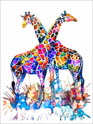 Stampa su PVC  Giraffe arcobaleno - Zaira Dzhaubaeva