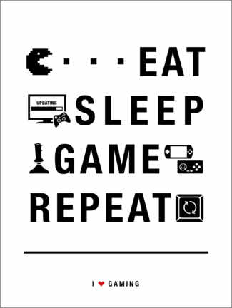 Poster  Eat sleep game repeat - Typobox