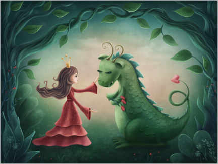 Poster  Girl with little dragon - Elena Schweitzer