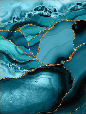Stampa su tela  Paesaggio di marmo blu ghiaccio - UtArt