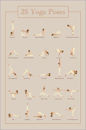 Stampa su legno  25 Yoga Poses