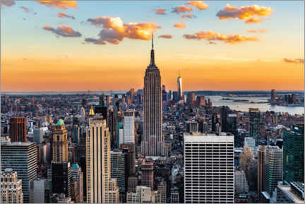 Stampa su vetro acrilico  Empire State Building and at sunset, New York - Mike Centioli