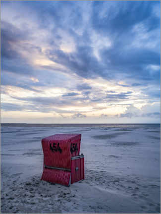 Poster Lonely beach chair on the North Sea beach