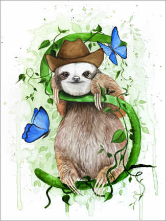 Poster  Sloth with cowboy hat - Nadine Conrad