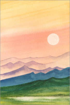 Poster  Sunset over the hills - Asha Sudhaker Shenoy
