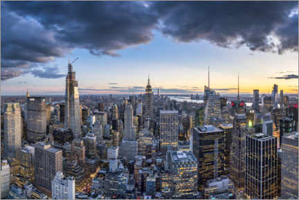 Poster Manhattan skyline in the evening, New York City