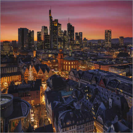 Stampa su tela  Frankfurt skyline at sunset - Markus Lange