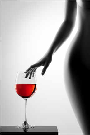 Poster  Silhouette with red wine - Johan Swanepoel