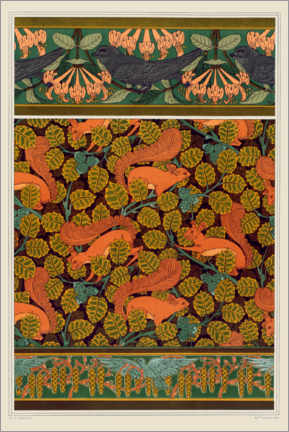 Stampa su alluminio  Designs for wallpaper: Swifts, Squirrels, Birds - Maurice Pillard Verneuil