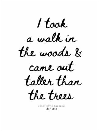 Poster  I took a walk in the woods - Citazione di Thoreau