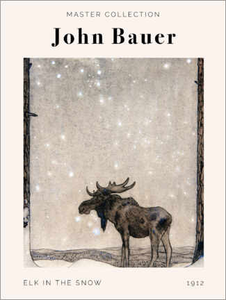Poster  John Bauer - Elk in the snow - John Bauer
