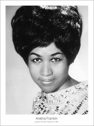 Poster Ritratto della cantante Aretha Franklin, circa 1965