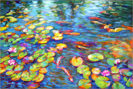 Adesivo murale  Koi Fish and Water Lilies - Leon Devenice