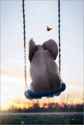 Poster  Little Elephant rocks on a Swing - Gen Z