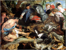 Stampa su plexi-alluminio  Hunting a Wild Boar - Peter Paul Rubens