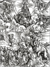Adesivo murale  Seven-headed beast from the sea and the beast with horns lamb - Albrecht Dürer