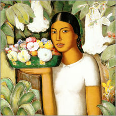 Adesivo murale  Mujer con flores - Alfredo Ramos Martinez