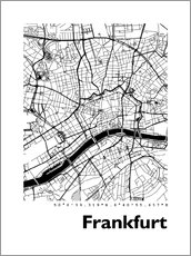 Stampa su plexi-alluminio  Mappa della città di Francoforte - 44spaces