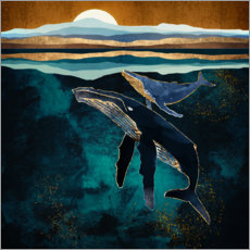 Poster  Balene illuminate dalla luna - SpaceFrog Designs