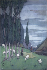 Poster  Pastora con le sue pecore - Simon Moulijn
