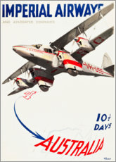 Stampa su vetro acrilico  Imperial Airways, Australia - Vintage Travel Collection