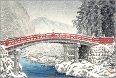 Adesivo murale  Ponte Shinkyo a Nikko sotto la neve - Kawase Hasui