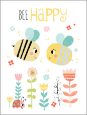 Poster  Bee Happy - Louise Anglikas