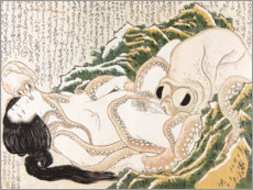 Stampa su tela  Il sogno della moglie del pescatore - Katsushika Hokusai