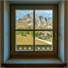 Stampa su alluminio  Vista dalla finestra sulle Dolomiti - Michael Valjak