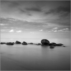 Stampa su plexi-alluminio  Stones on the sea beach - black and white - Frank Herrmann