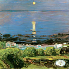 Stampa su plexi-alluminio  Notte d'estate sulla spiaggia - Edvard Munch