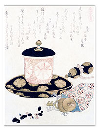 Poster  A Pot of Tea and Keys - Katsushika Hokusai