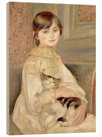 Stampa su legno  Bambina con gatto (Julie Manet) - Pierre-Auguste Renoir