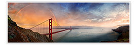 Poster  San Francisco Golden Gate with rainbow - Michael Rucker