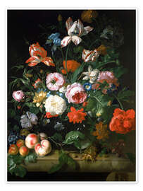Poster Natura morta con fiori e frutti